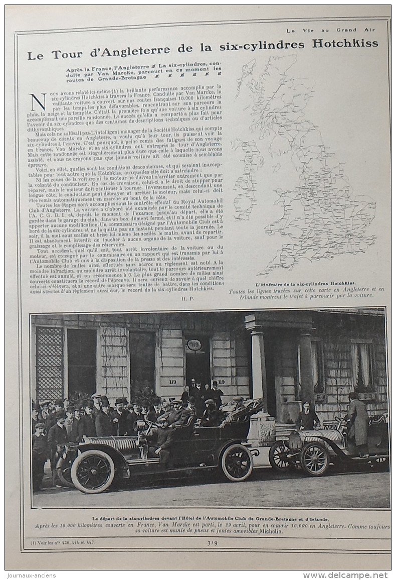 1907 COUPE DE L&acute;EMPEREUR AU TAUNUS / LA TARGA FLORIO / TOUR D&acute;ANGLETERRE EN HOTCHKISS / VOYAGE EN BALLON / M - Autres & Non Classés