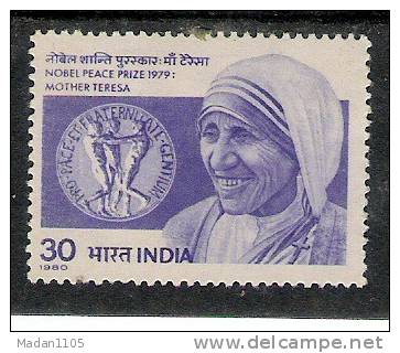 INDIA 1980  INDIA Mother Teresa.,  MNH(**) - Mutter Teresa