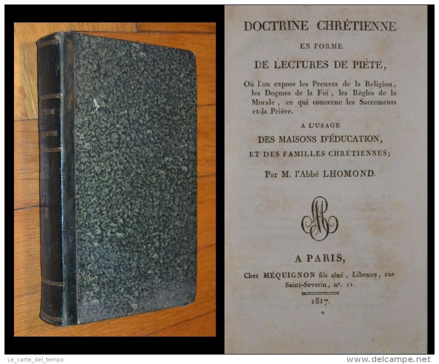 LHOMOND L´ABBÉ - Doctrine Chretienne En Forme De Lecture De Piete. Doctrine Chrétienne En Forme De Lectures De Piété. - 1801-1900