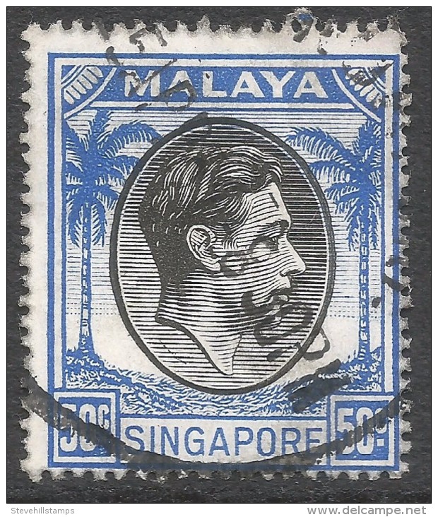 Singapore. 1948-52 KGVI P17½X18. 50c Used. SG 27 - Singapore (...-1959)