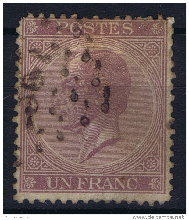 Belgium:  OBP Nr 21  A  Dark Violet Used  1865 - 1865-1866 Linksprofil