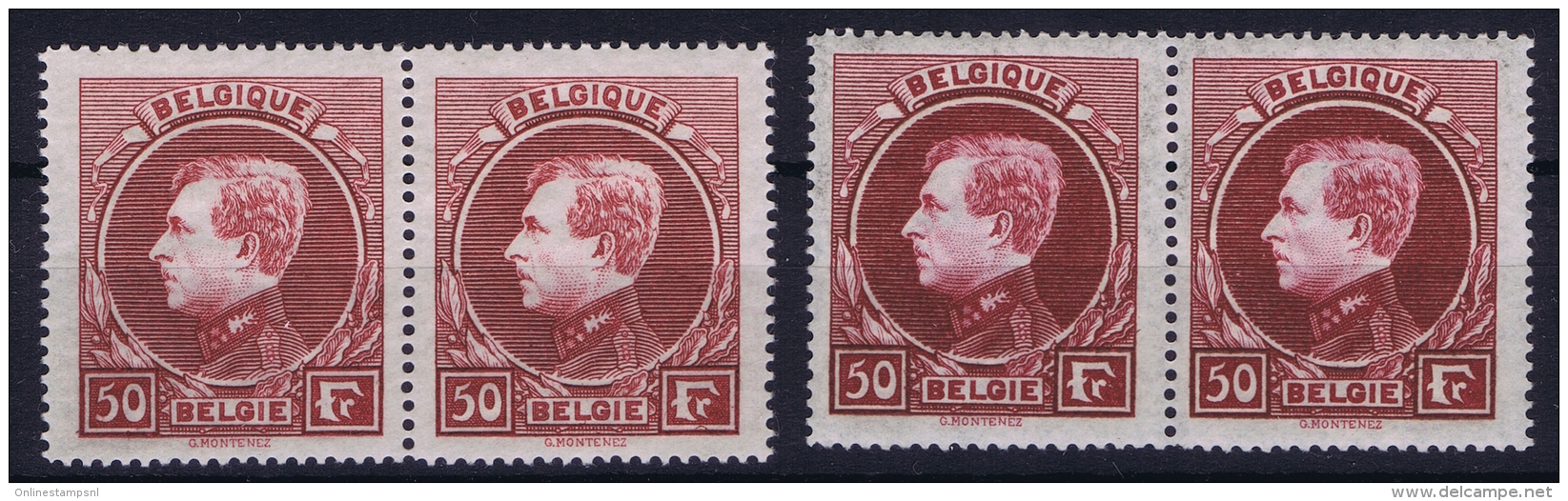 Belgium:  OBP Nr  2 Pair 291 C + D   MNH/**/postfrisch/neuf Sans Charniere  Cat Value 840 Euro - 1929-1941 Big Montenez