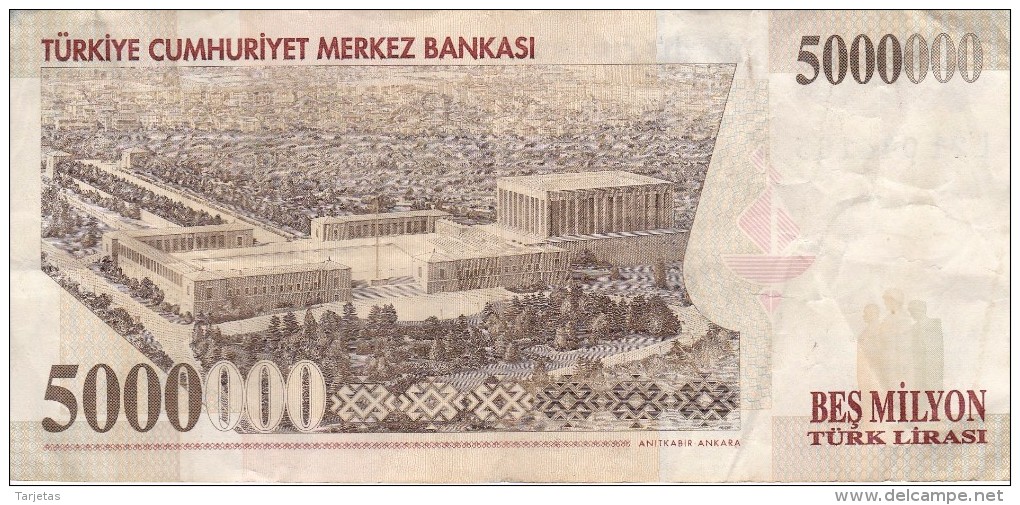 BILLETE DE TURQUIA DE 5000000 LIRASI DEL AÑO 1997   (BANKNOTE) - Turquia