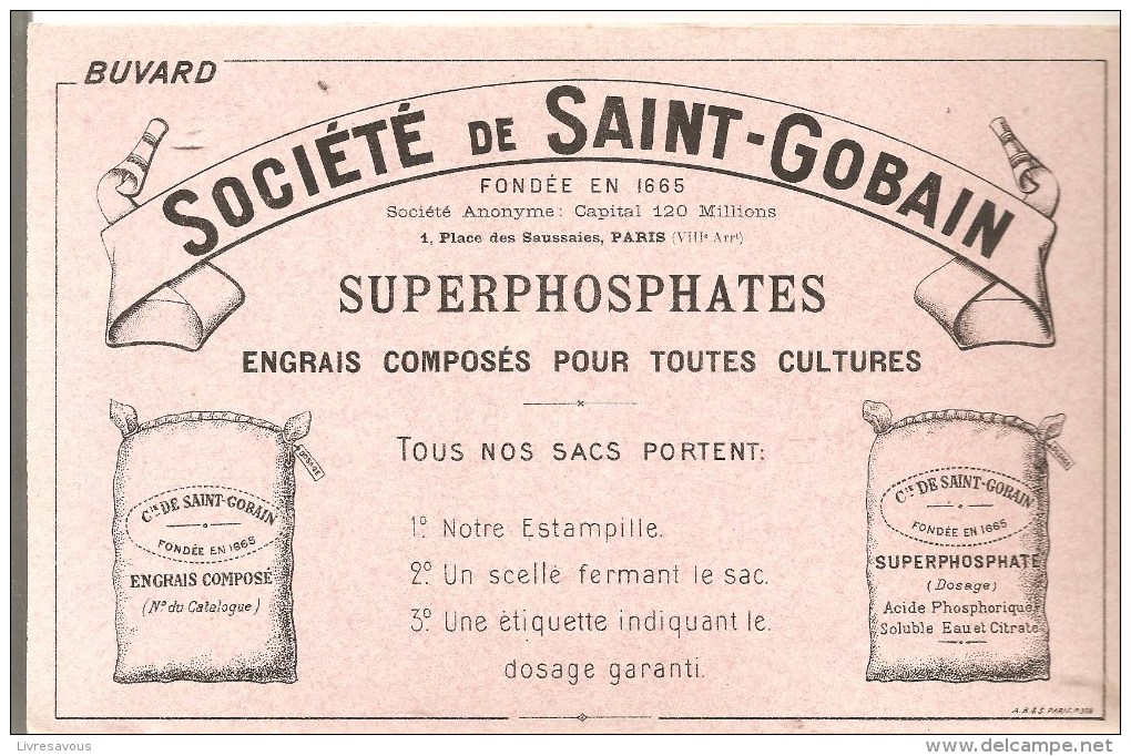 Buvard Agriculture Société De Saint-Gobain SUPERPHOSPHATES Engrais Composés Pour Toutes Cultures - Landwirtschaft