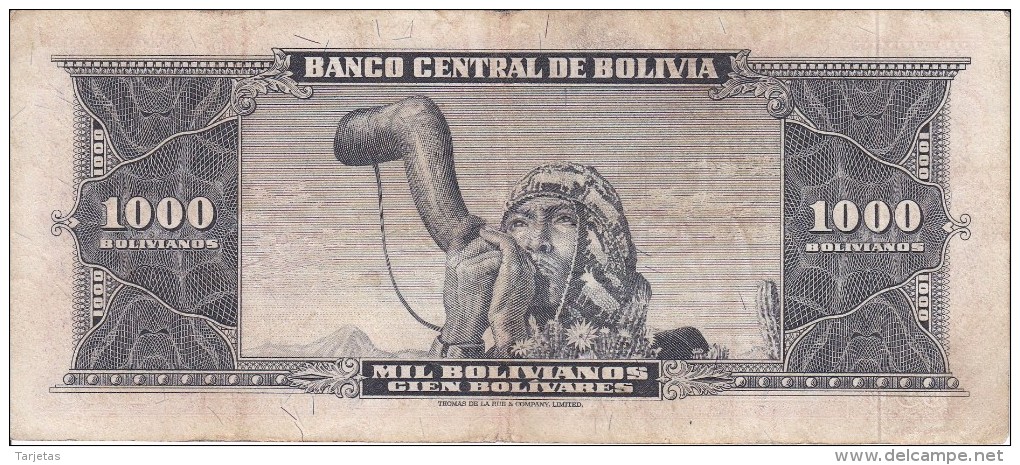 BILLETE DE BOLIVIA DE 1000 BOLIVIANOS DEL AÑO 1945 (BANKNOTE) - Bolivia