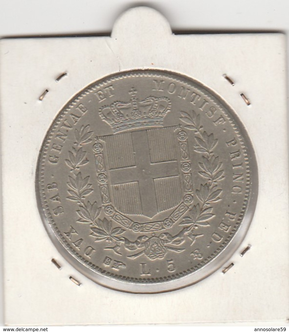 MONETA - REGNO DI SARDEGNA - 5 LIRE 1856 - VITTORIO EMANUELE II - (Zecca Di Torino) - LEGGI - Centraal-Amerika