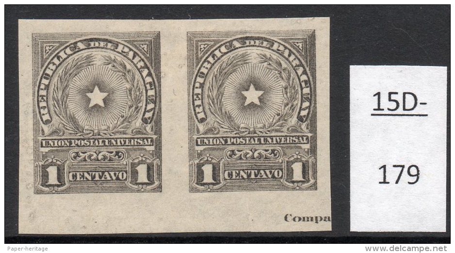 Paraguay 1913 1c Star Imperf Pair MH With Part Of Printer&rsquo;s Imprint. (SG 226 Var) - Paraguay