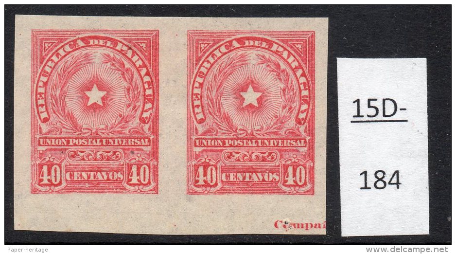 Paraguay 1913 40c Star Imperf Pair MH With Part Of Printer&rsquo;s Imprint. (SG 231 Var) - Paraguay