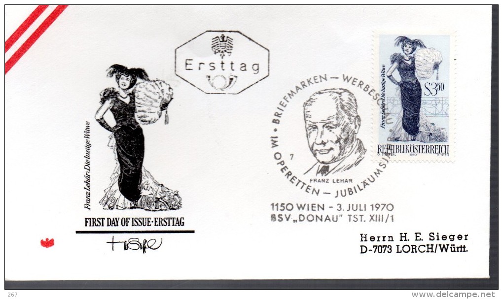 AUTRICHE    FDC    1970       Theatre Opera Musique - Theater