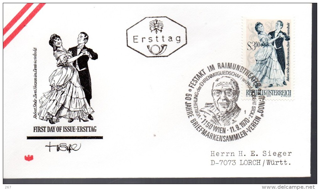 AUTRICHE    FDC    1970       Theatre Opera Musique - Theater