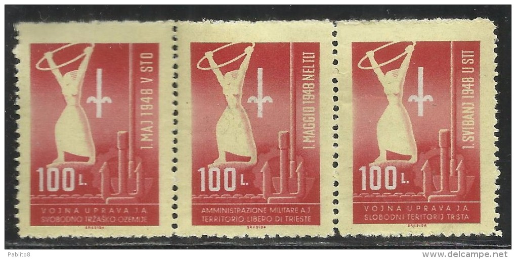 TRIESTE B 1948 FRANCOBOLLI DI YUGOSLAVIA SOPRASTAMPATI 1° MAGGIO 1th MAY SERIE COMPLETA JUGOSLAVIA OVERPRINTED MNH - Neufs