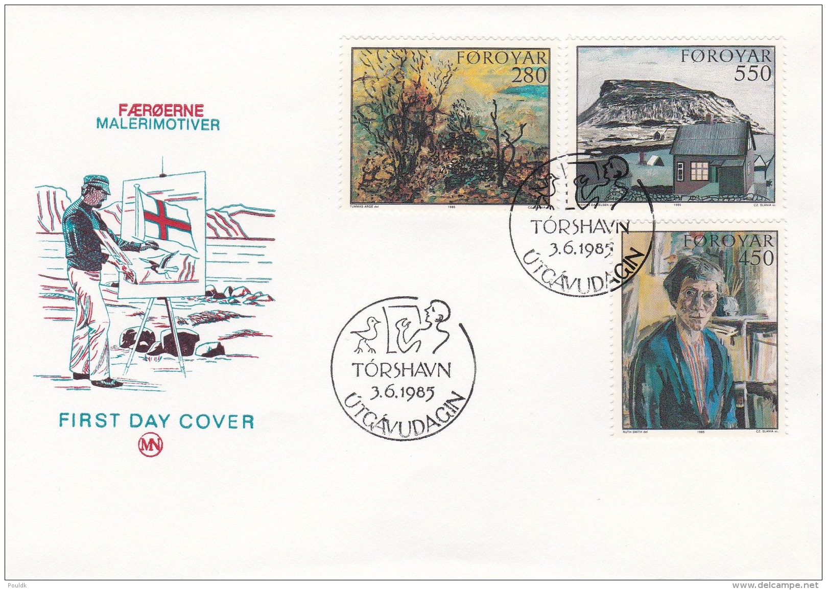 Faroe Islands FDC 1985 Paintings (SKO14-16) - Autres & Non Classés