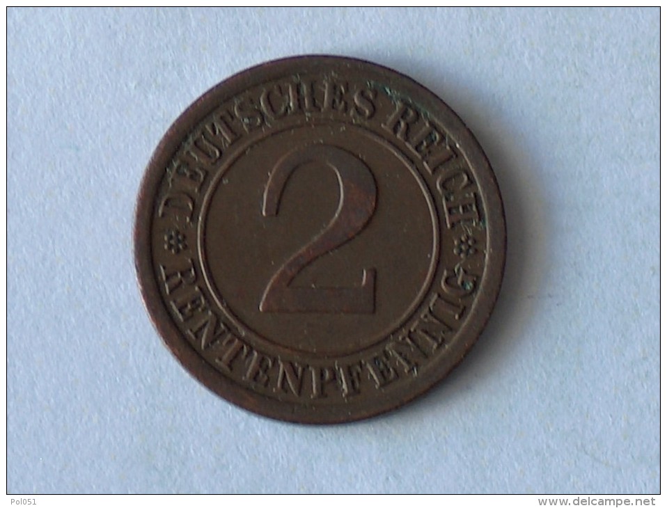 ALLEMAGNE 2 Pfennig 1923 A - 1 Rentenpfennig & 1 Reichspfennig