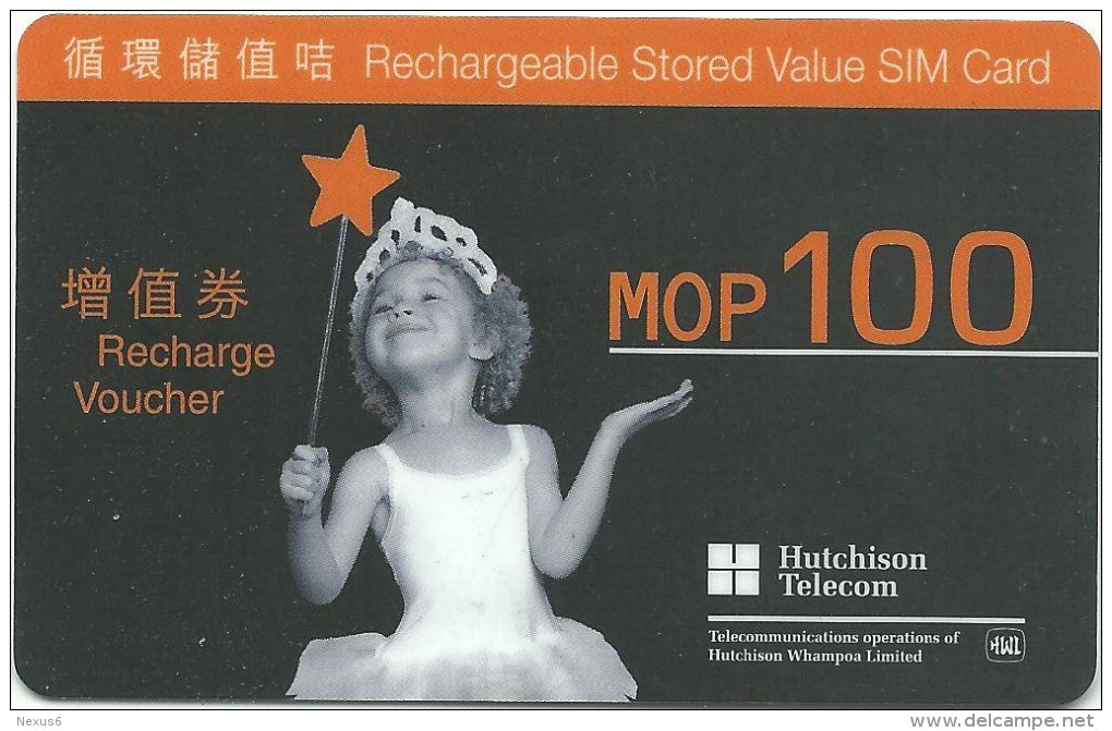 Macau - Hutchison Telecom - Smiling Kid 100MOP, Exp.31-12-2002, Used - Macau