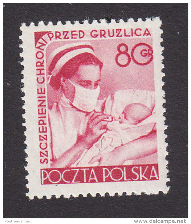 Poland, Scott #587, Mint Hinged, Nurse Feeding Baby, Issued 1953 - Unused Stamps