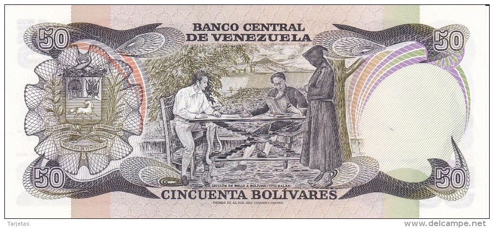 BILLETE DE VENEZUELA DE 50 BOLIVARES DEL AÑO 1981 SERIE A Nº MUY BAJO 1819 (BANKNOTE) SIN CIRCULAR-UNCIRCULATED - Venezuela