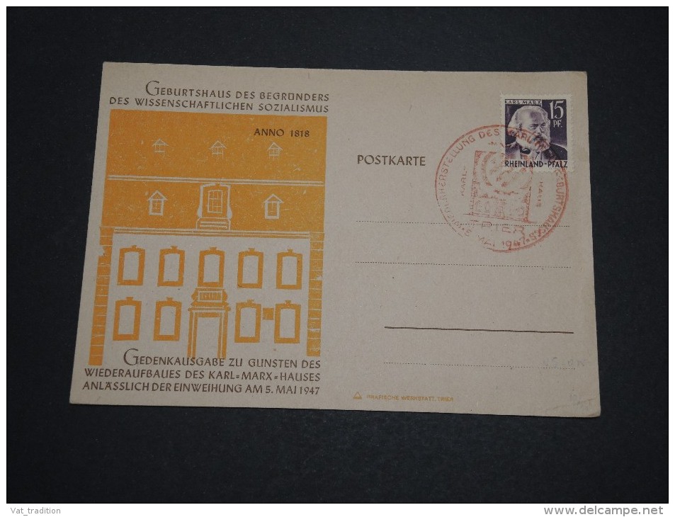 ALLEMAGNE - Oblitération Spéciale De Trier Sur Carte Postale , Timbre Karl Max En 1947 - A Voir - L 4446 - Autres & Non Classés