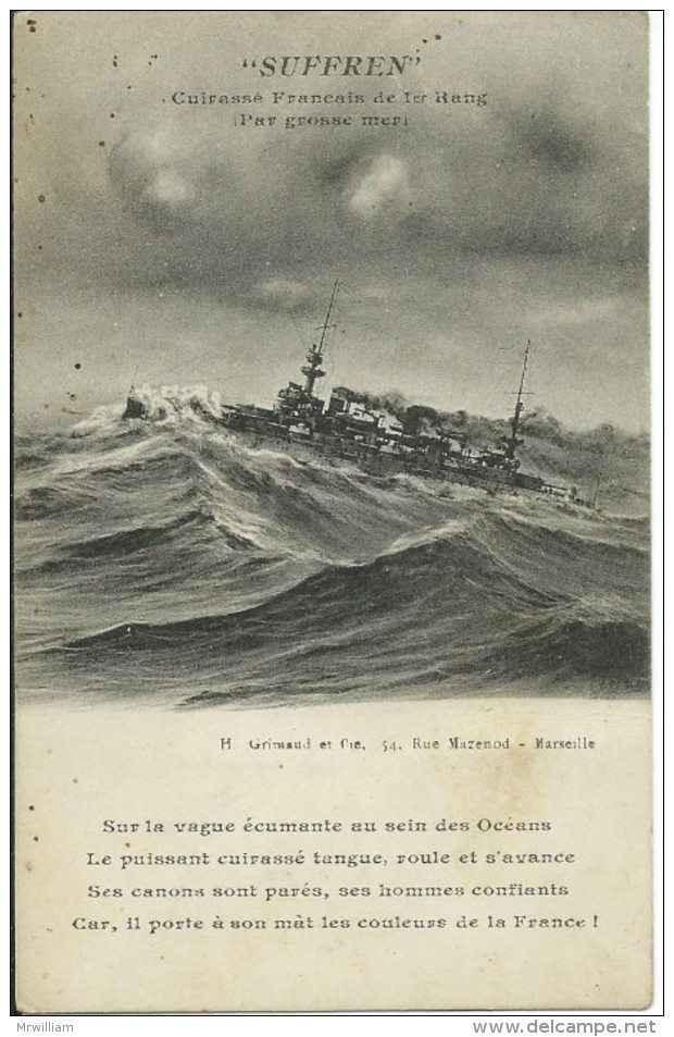 "SUFFREN" Cuirassé Français De 1er Rang (Par Grosse Mer) 1917 - Warships