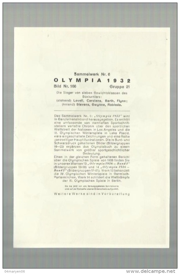 **OLYMPIA 1932**-Sammelwerk Nr. 6 - Bild Nr. 166 - Trading-Karten