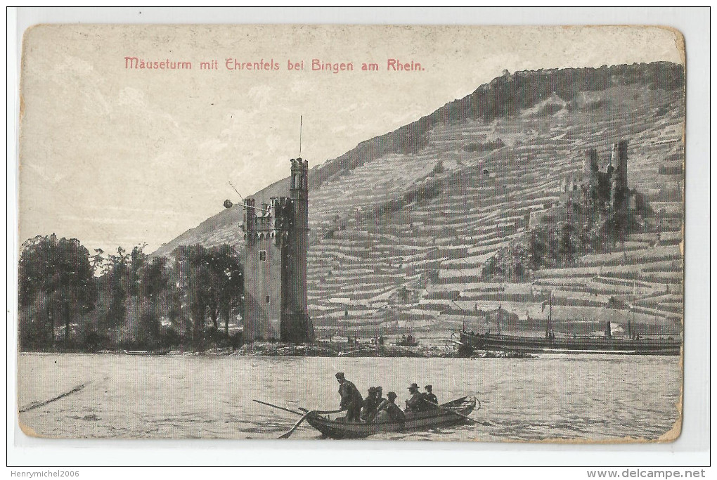 Allemagne - Germany - Rhénanie Palatinat - Bingen Mauseturm Mit Ehrentels Am Rhein Barque Passeur - Bingen