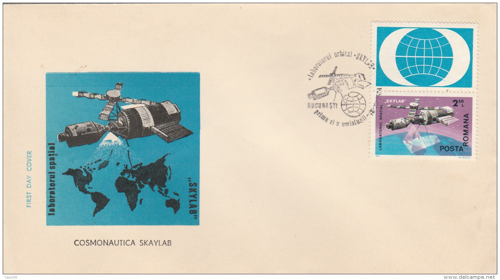 #T257  COSMOS, SKYLAB, SPACE , FDC , 1970, ROMANIA. - FDC