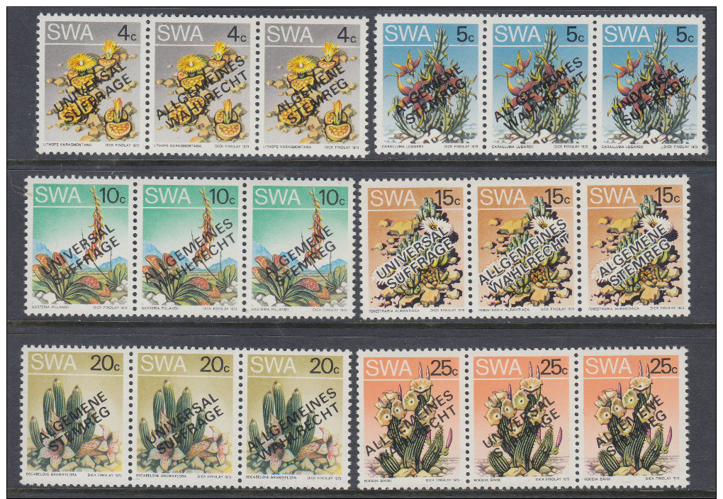 D101225 South West Africa 1978 Namibia CACTII = UNIVERSAL SUFFRAGE Opt MNH Set  - SWA Namibia Namibie - Namibia (1990- ...)