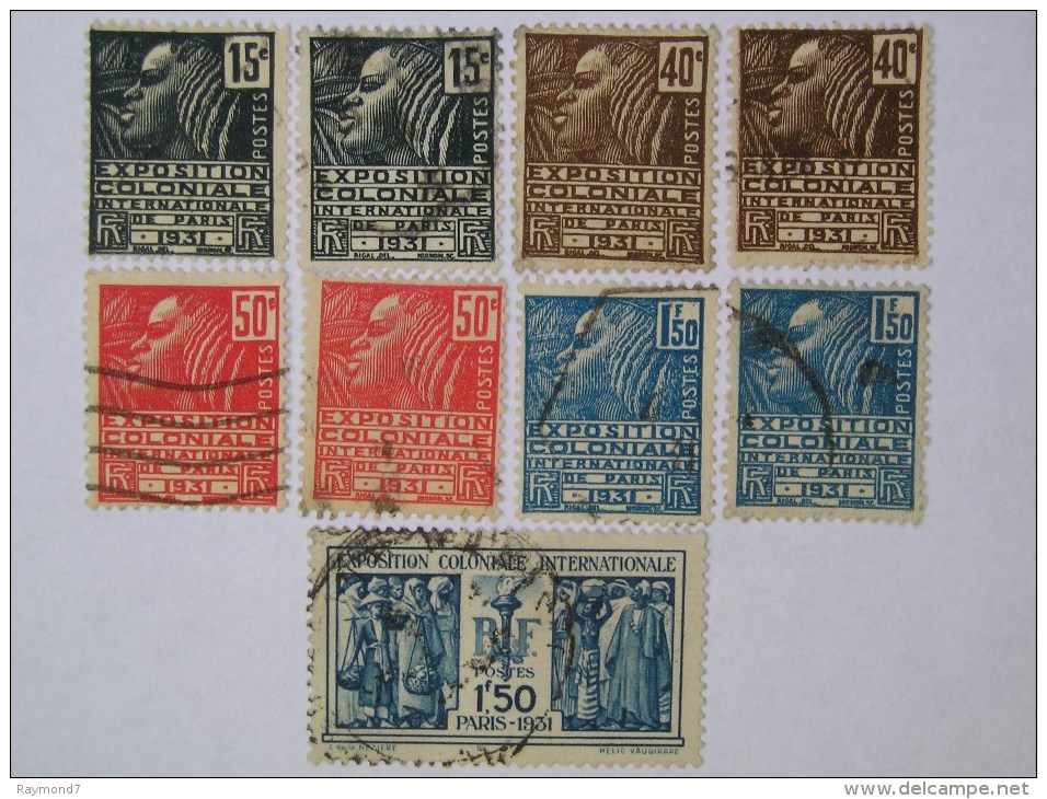 270-271-272-273-274  Lot De 9 Timbres  Expo Coloniale - Gebraucht