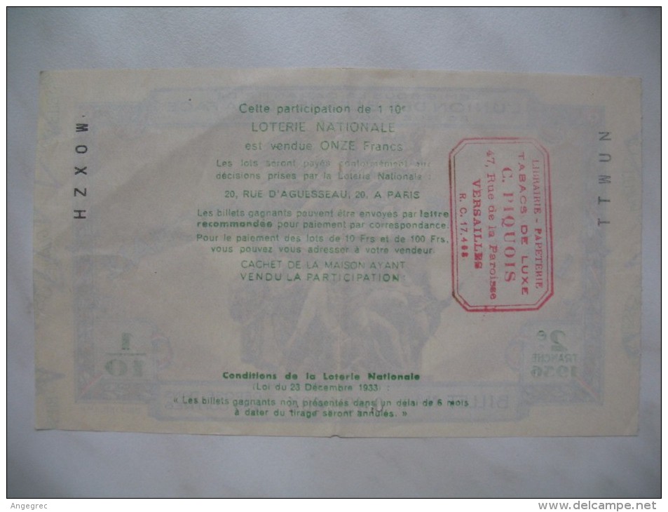 Loterie Nationale " Union Des Blessés De La Face " - " 2 E Tranche 1936 Billet N° 0.424.404 - Autres & Non Classés