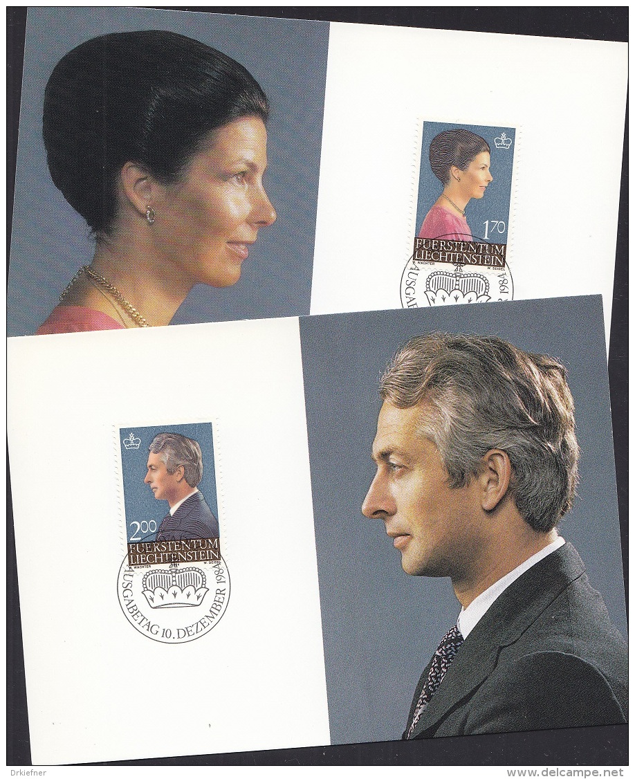 LIECHTENSTEIN  MC 51, 864-865, Maximumkarten: Freimarken: Erbprinz Hans-Adam Und Erbprinzessin Marie 1984 - Maximumkarten (MC)