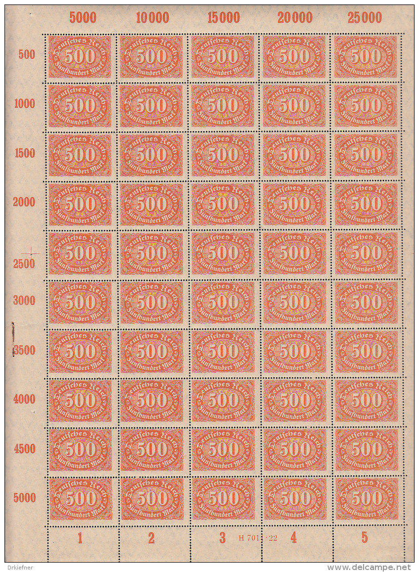 INFLA DR 223, Vollständiger Bogen (50 Marken), Postfrisch **, Plattennummer 3 - Sonstige & Ohne Zuordnung