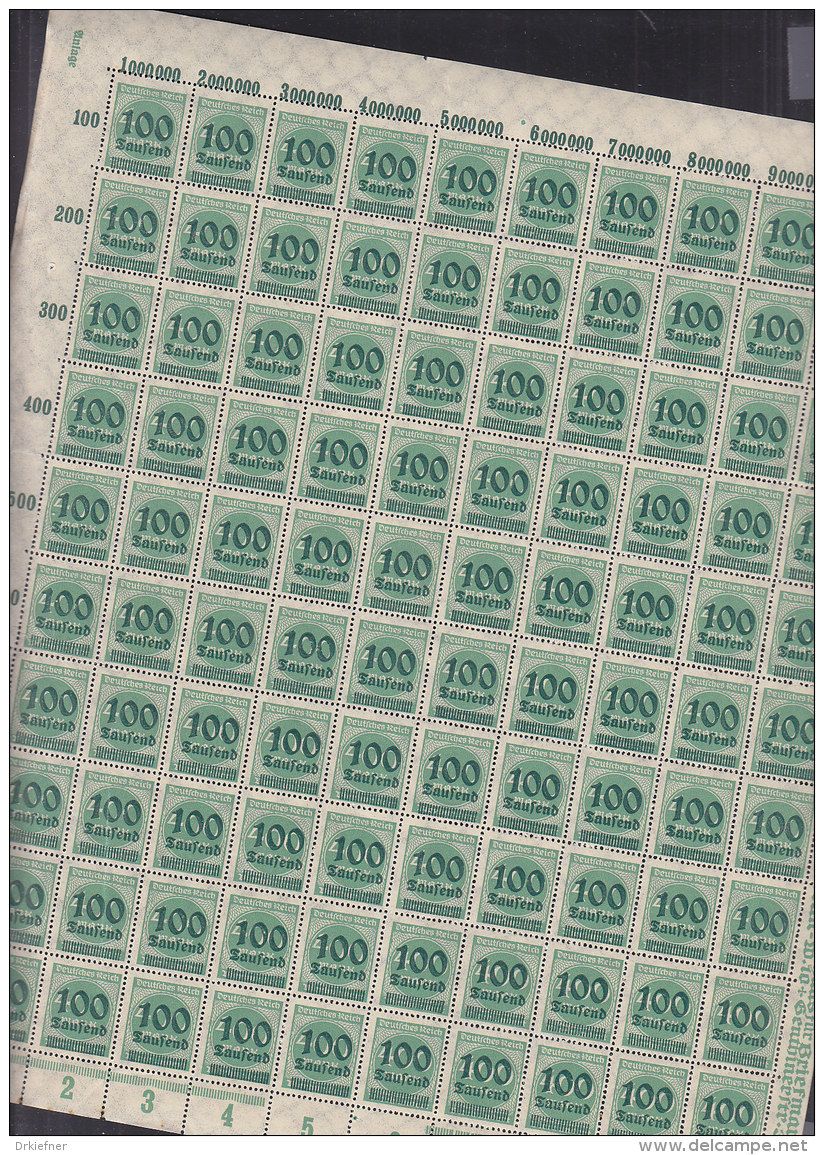 INFLA DR 290, Vollständiger Bogen (100 Marken), Plattennummer 1/1, Postfrisch **, Lo: Anlage - Sonstige & Ohne Zuordnung