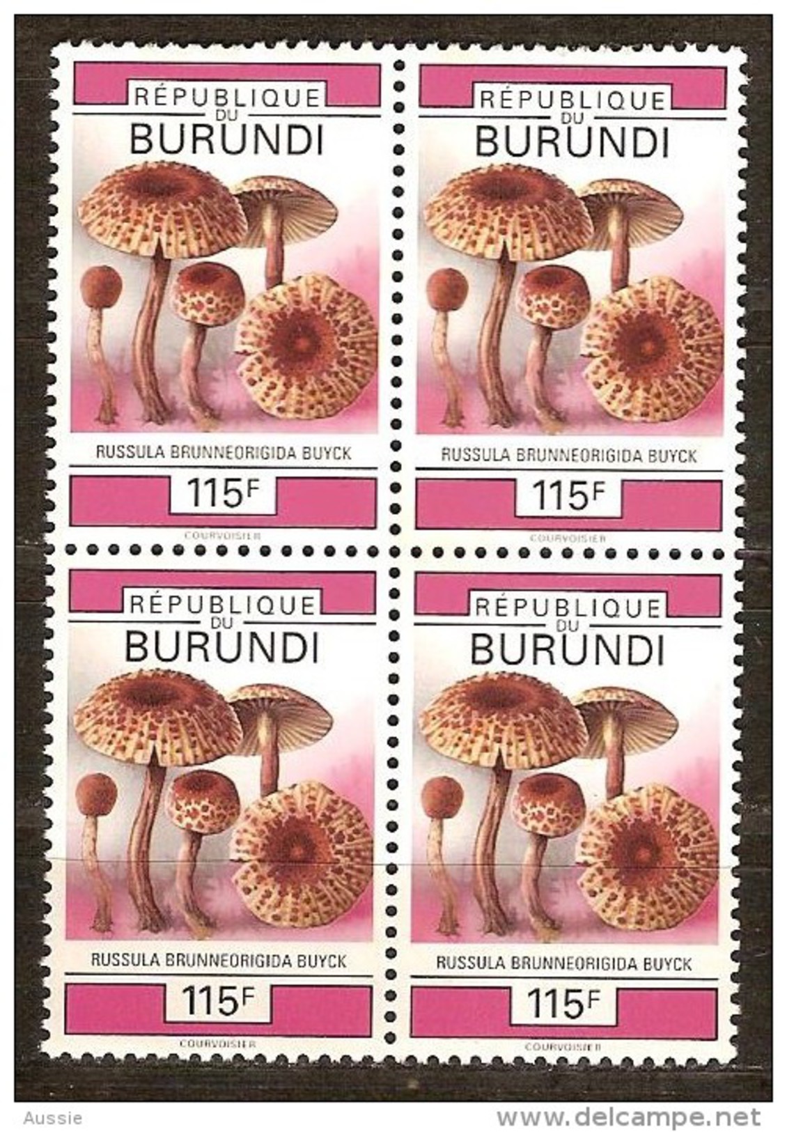Burundi 1993 Yvertn° 997 OCBn° 1028 *** MNH Bloc De 4  Cote 20 Euro Flore Champignons - Neufs