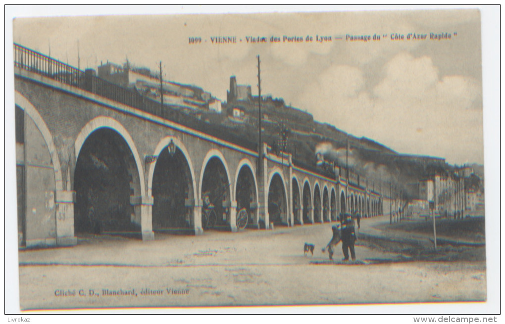 38 Isère, Vienne, Viaduc Des Portes De Lyon, Passage Du Train Côte D'Azur Rapide, A Circulé En 19..? TRÈS BON ÉTAT - Vienne