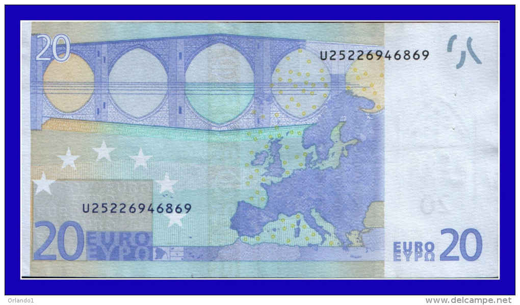 20 EURO "U" FRANCE  Firma DUISENBERG L008 D4 CIRCULATED RARE,RARE SEE SCAN!!!!! - 20 Euro