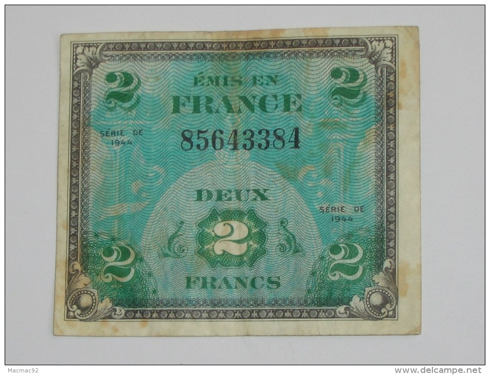 2 Francs - DRAPEAU FRANCE - Billet Du Débarquement -  Sans Série  **** EN ACHAT IMMEDIAT ****. - 1944 Flag/France