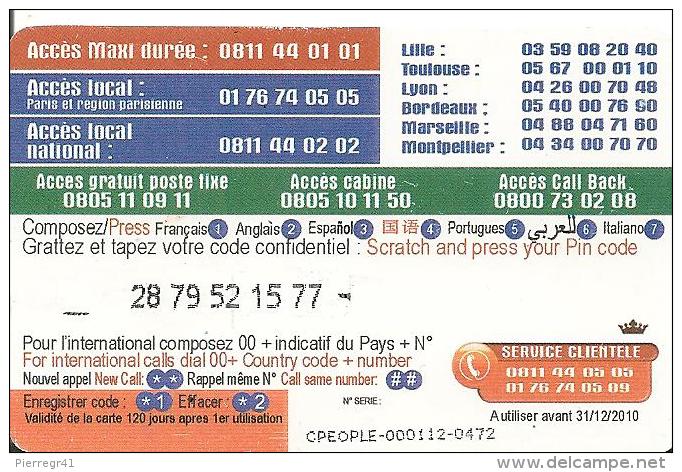 CARTE§-PREPAYEE-3.5€-CITADEL-PEOPLE-31/12/2010-TBE- - Autres & Non Classés