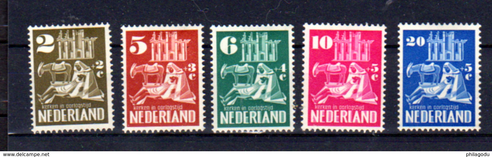 1950  NEDERLAND  œuvres Chrétiennes, Yv. 542 / 546*, Cote 65 €, - Ongebruikt