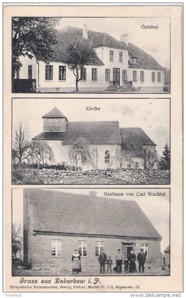 Gruss Aus Daberkow Pommern Gutshaus Gasthof Carl Wachtel Kirche 20.1.1911 Gelaufen - Demmin