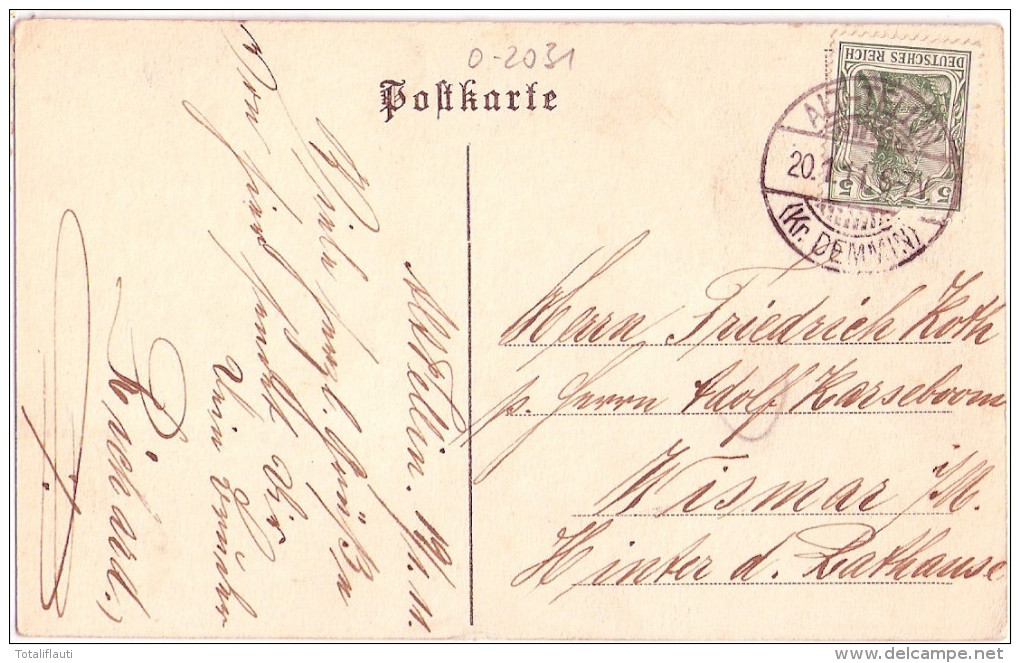 Gruss Aus Daberkow Pommern Gutshaus Gasthof Carl Wachtel Kirche 20.1.1911 Gelaufen - Demmin