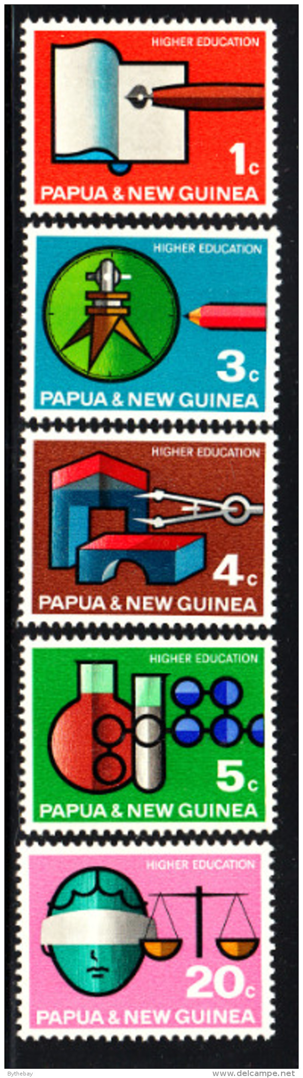 Papua New Guinea MNH Scott #232-#236 Set Of 5 Higher Education - Surveying, Engineering, Fine Arts, Science, Justice - Papouasie-Nouvelle-Guinée