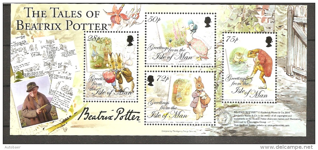 IOM Isle Of Man 2006 Michel No. Bl. 58 (1321-24) 140th Birthday Helen Beatrix Potter 140. Geburtstag MNH Postfrisch - Isola Di Man