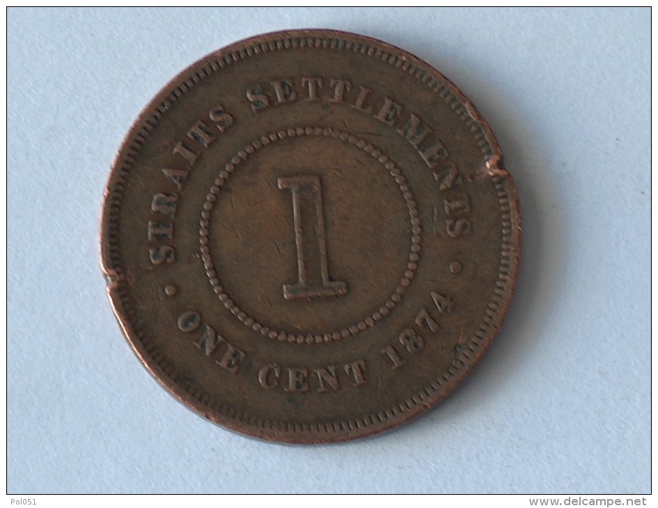 STRAITS SETTLEMENTS ONE CENT 1874 - Colonies