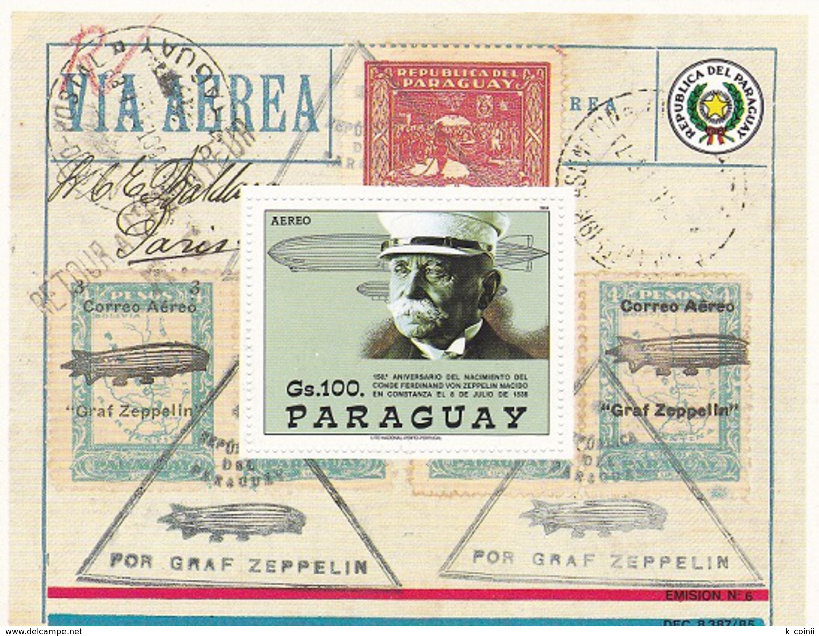 Paraguay Block Zepplin 1988 - Paraguay