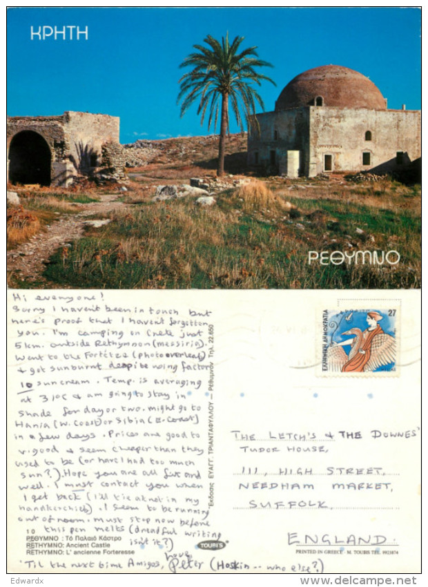 Rethymno, Crete, Greece Postcard Posted 1985 Stamp - Grecia