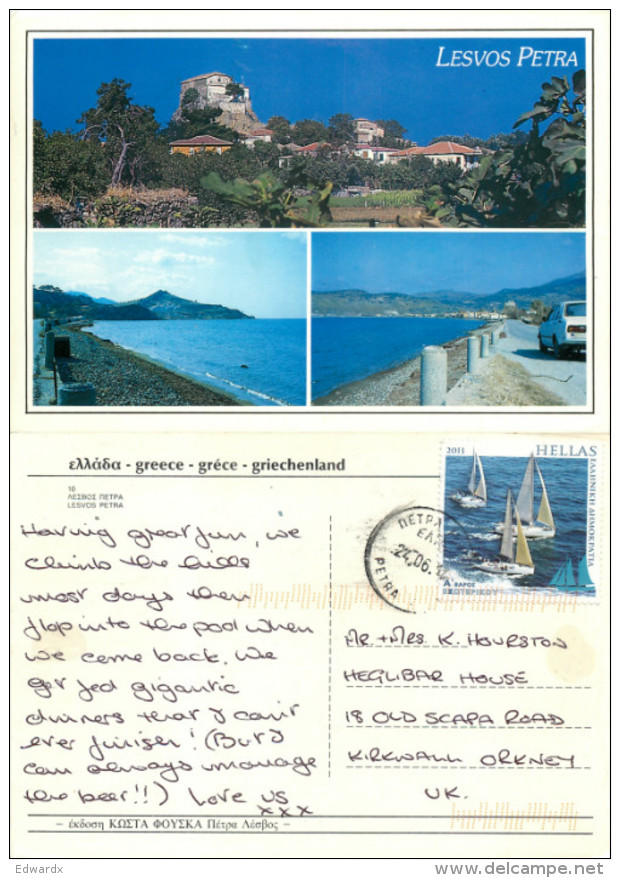 Petra, Lesbos, Greece Postcard Posted 2013 Stamp - Grèce