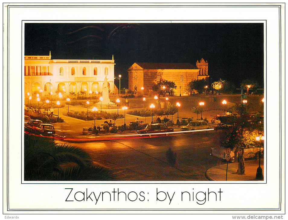 Mani Square, Zakynthos, Greece Postcard Posted 1988 Stamp - Grecia