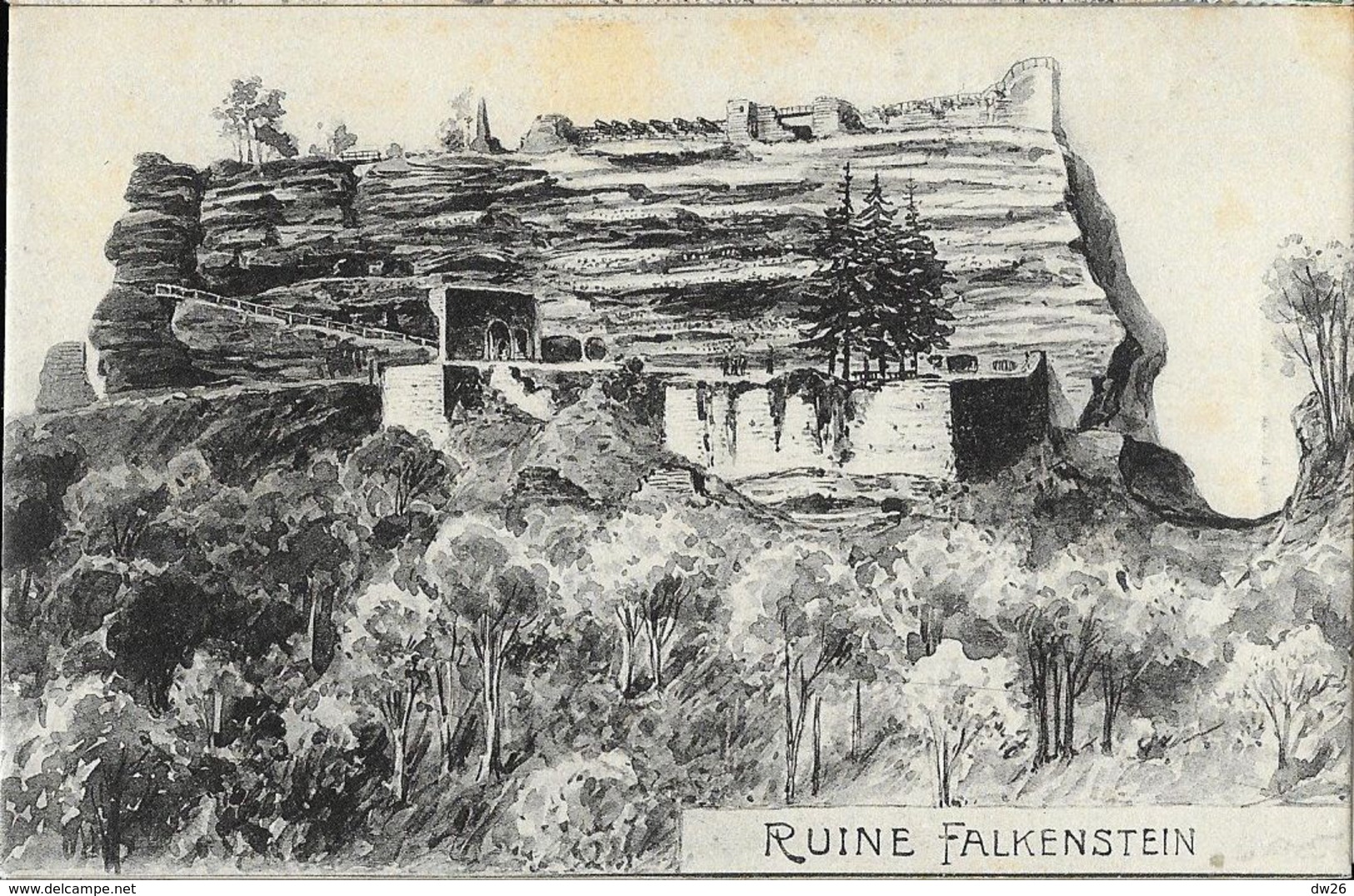 Illustration Non Signée: Ruine Falkeinstein - Felix Luib, Kunstverlagsanstalt - Carte Non Circulée - Pfronten