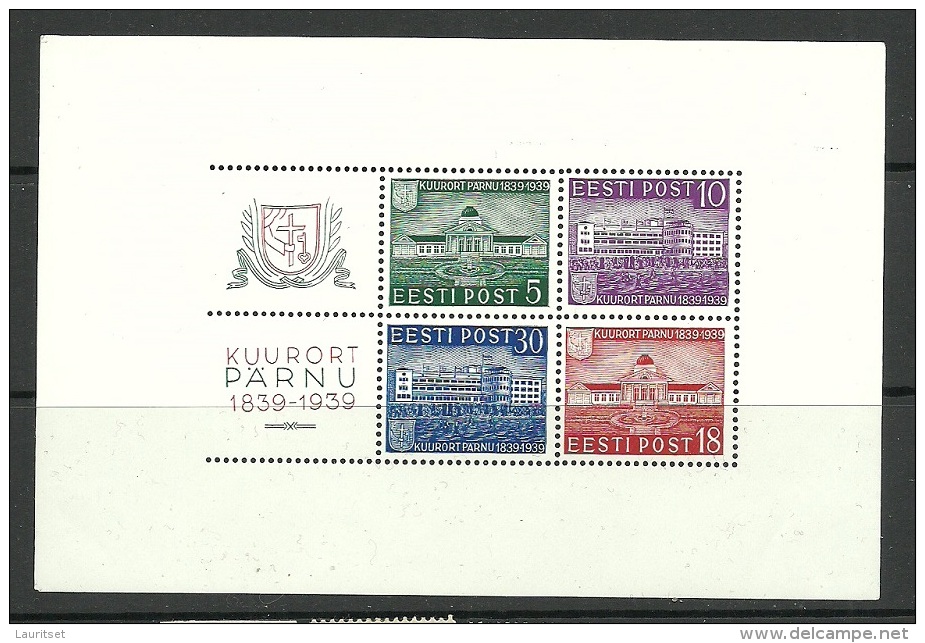 Estland Estonia 1939 Pärnu Pernau Kurort Sanatorium Block Michel 4 MNH - Estland