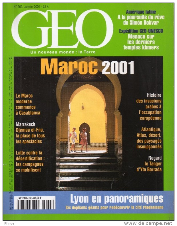 GEO  N° 263, Janvier 2001 ( Maroc / Cambodge / Lyon ...) - Géographie