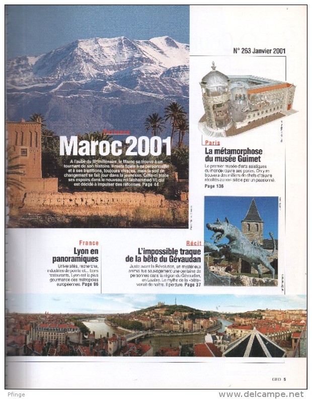 GEO  N° 263, Janvier 2001 ( Maroc / Cambodge / Lyon ...) - Géographie